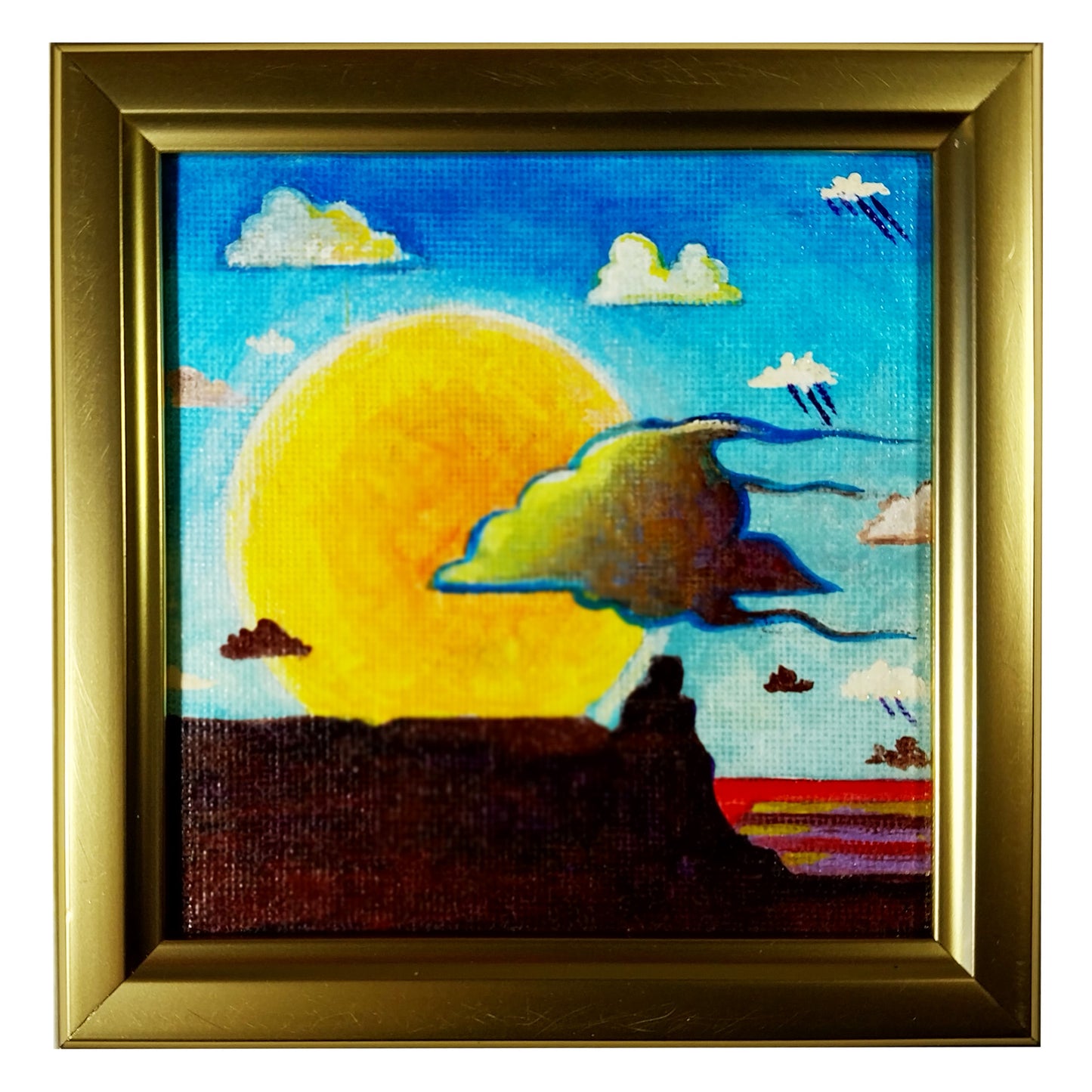 Black Rays - 4" x 4" original acrylic painting by Frederick Aragon