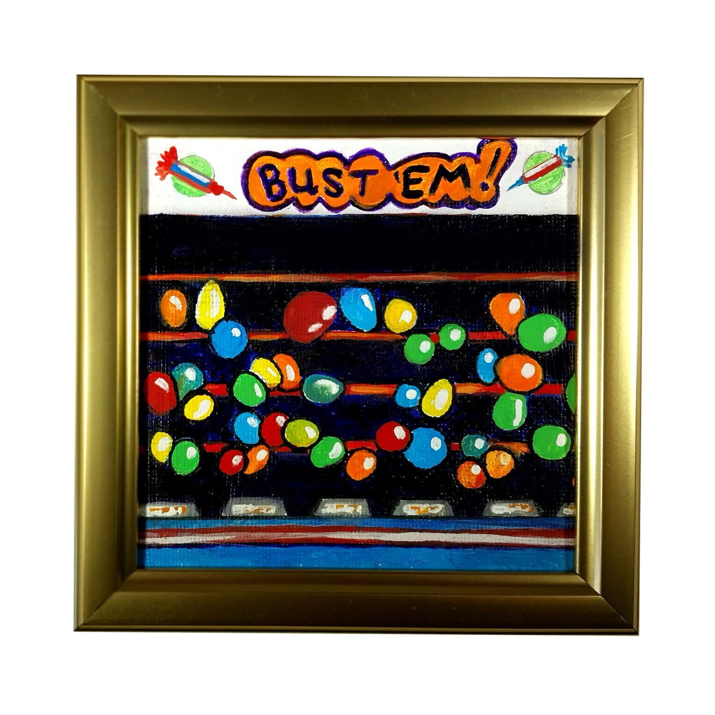 Bust Em - 4" x 4" original acrylic painting on canvas by Frederick Aragon