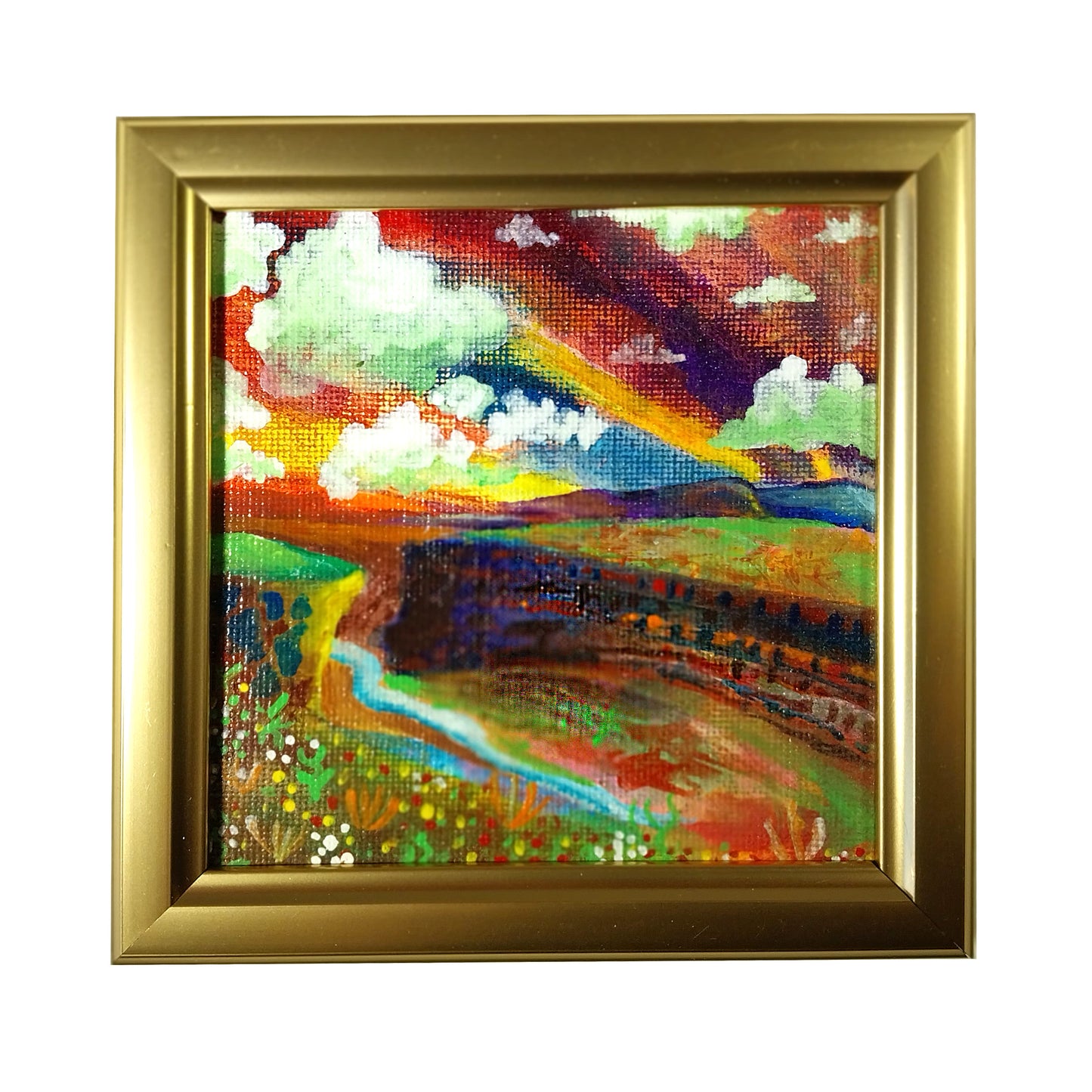 Canyon - 4" x 4" original acrylic painting by Frederick Aragon