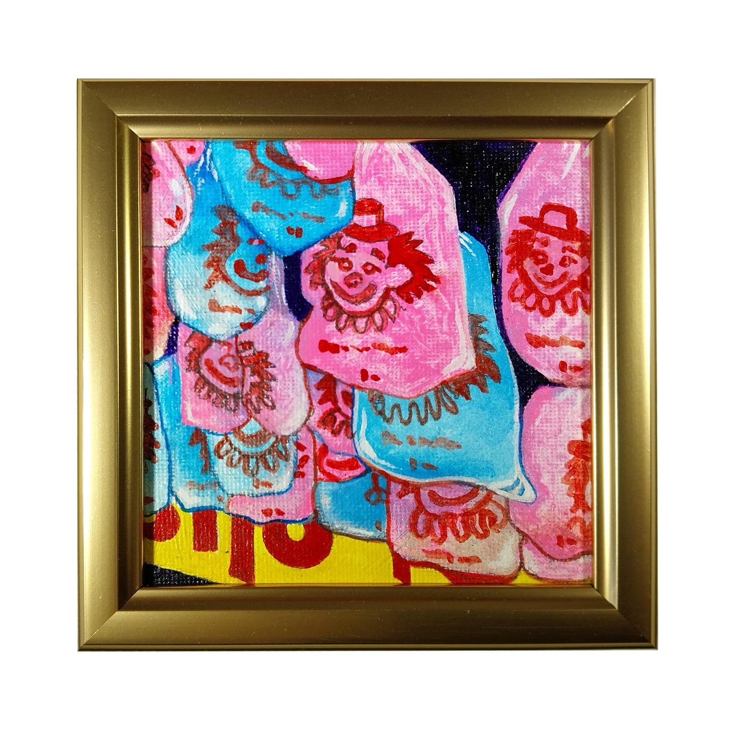 Cotton Candy Hanging - 4" x 4" original acrylic painting by Frederick Aragon