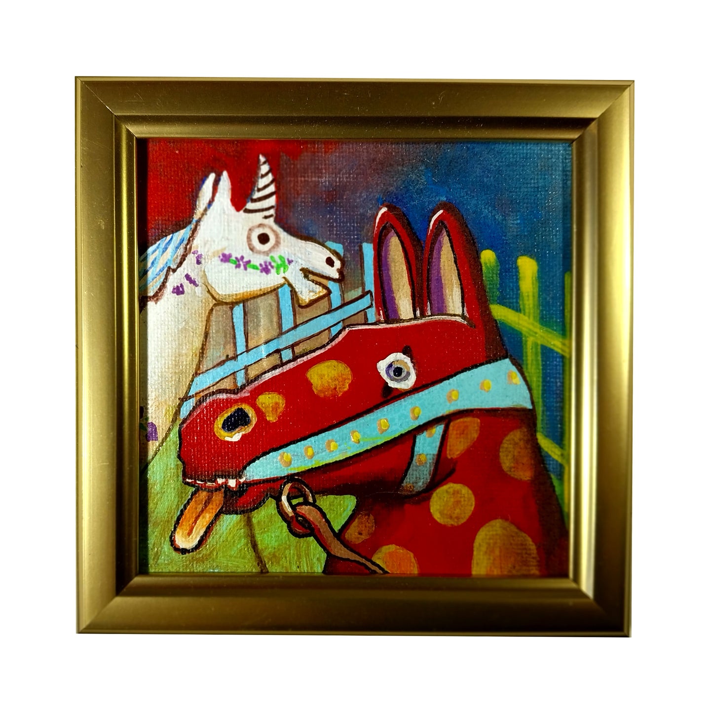 Tio Vivo III - 4" x 4" acrylic painting on canvas by Frederick Aragon