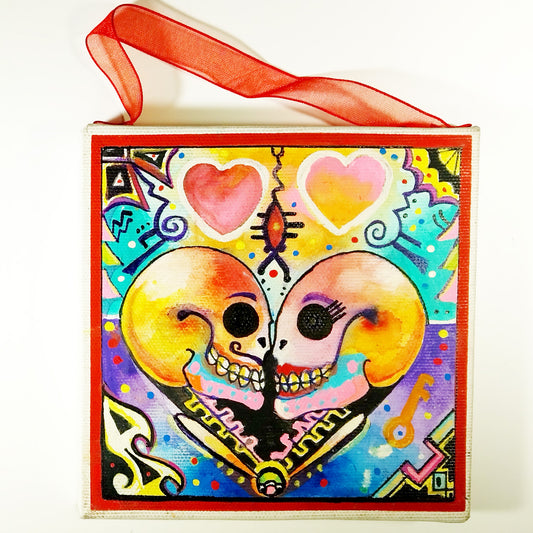 Two Lovers - 5" x 5" original painting by Frederick Aragon