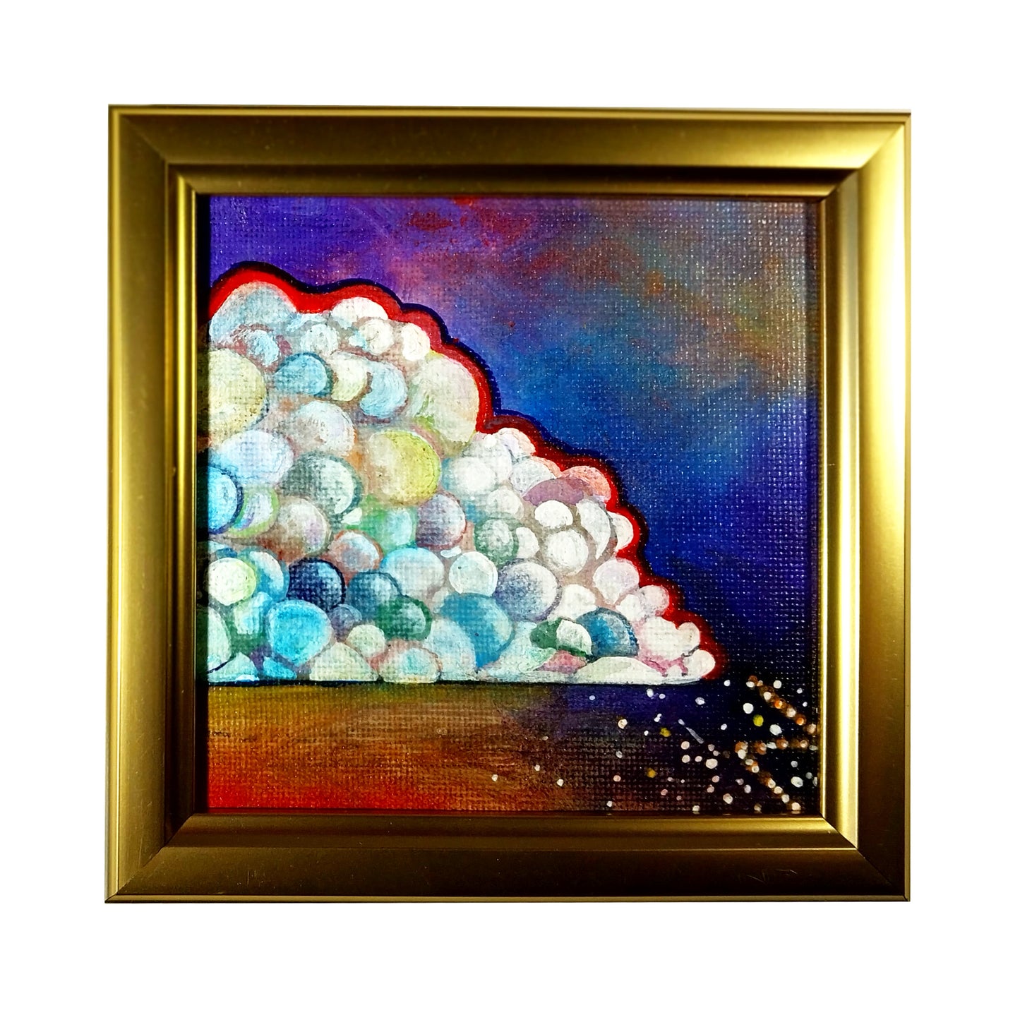 Coming into Albuquerque Turbulence - 4" x 4" original acrylic painting by Frederick Aragon
