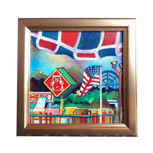 Assembly Time - 4" x 4" original painting by Frederick Aragon