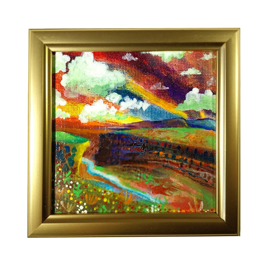 Canyon - 4" x 4" original acrylic painting by Frederick Aragon