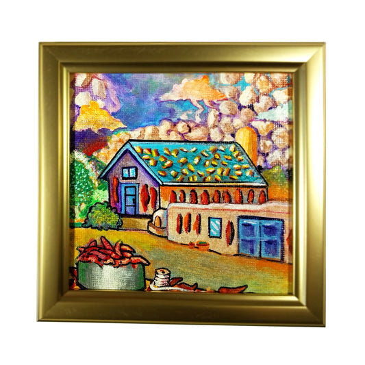 Chile and Chicos - 4" x  4" original acrylic painting by Frederick Aragon