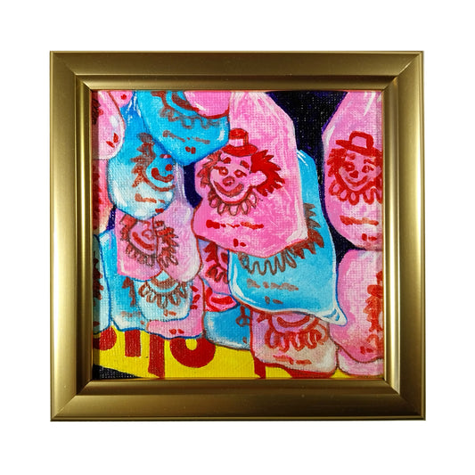 Cotton Candy Hanging - 4" x 4" original acrylic painting by Frederick Aragon