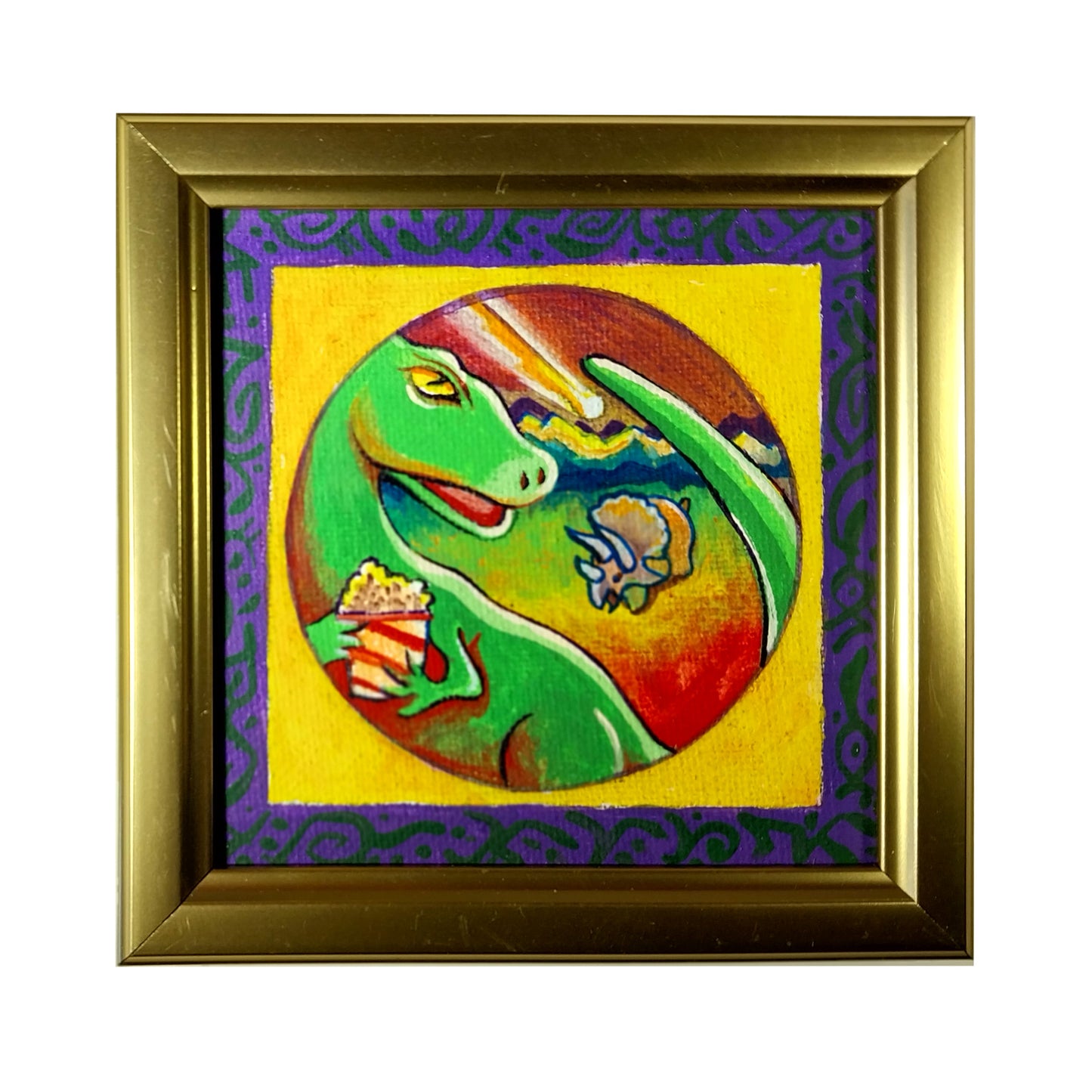 Dinos: It's Over - 4' x 4" original acrylic on canvas by Frederick Aragon