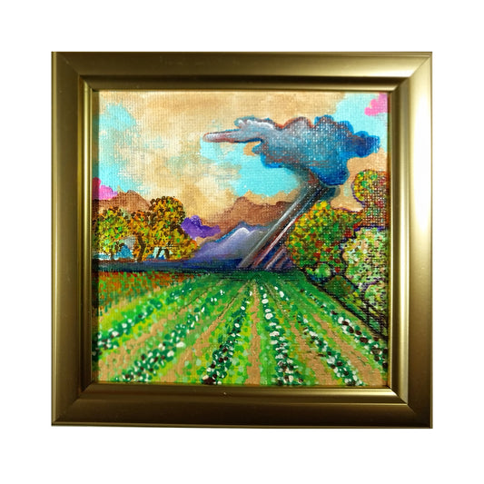 Field II - 4" x 4" original acrylic painting by Frederick Aragon