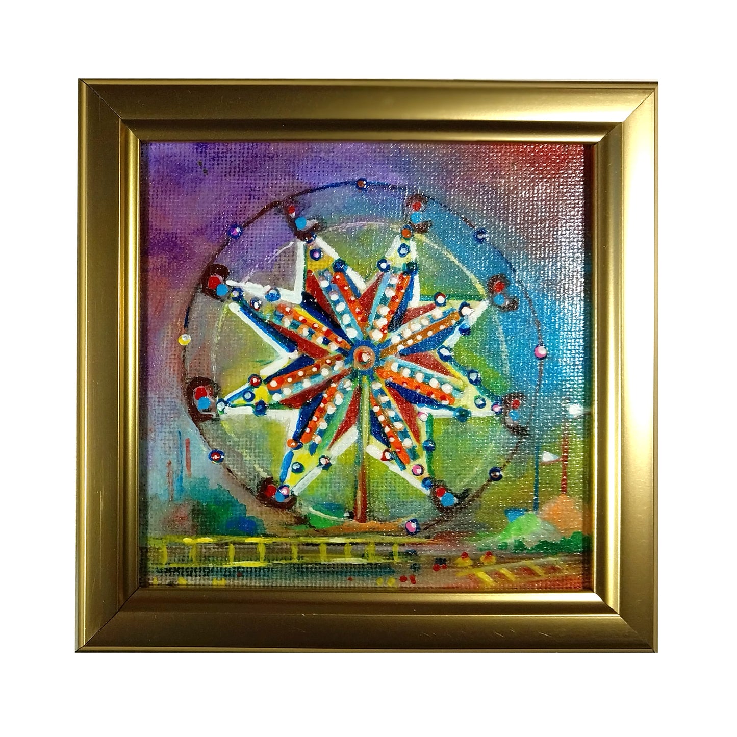 Ferris Wheel Physics 4 "x 4" original painting by Frederick Aragon