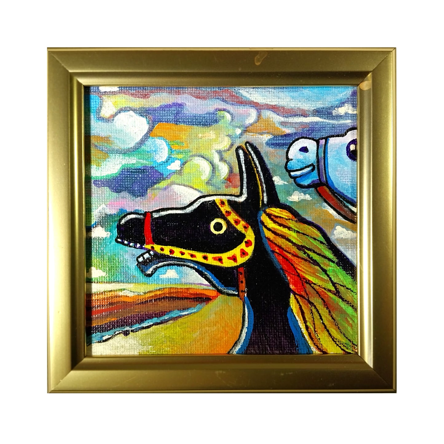 Tio Vivo II - 4" x 4" original folk-art painting by Frederick Aragon