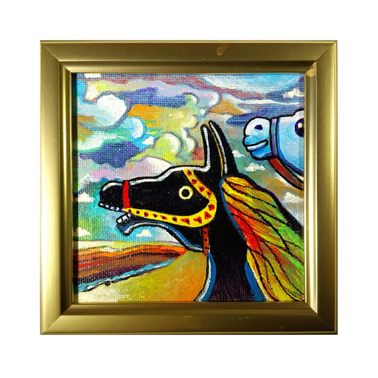 Tio Vivo II - 4" x 4" original folk-art painting by Frederick Aragon