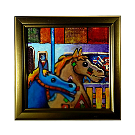 Tio Vivo IV - original folk art by Frederick Aragon - framed 4" x 4" acrylic on canvas