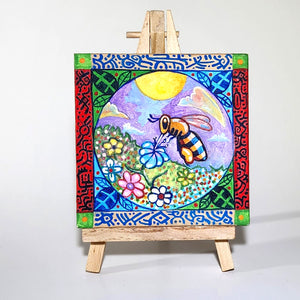 Original 4 x 4 Inch Art - Bee Series: Buzzing Bee