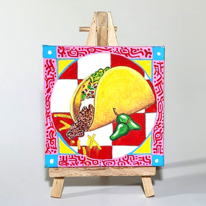 Original 4 x 4 Inch Art - Diner Series: Taco