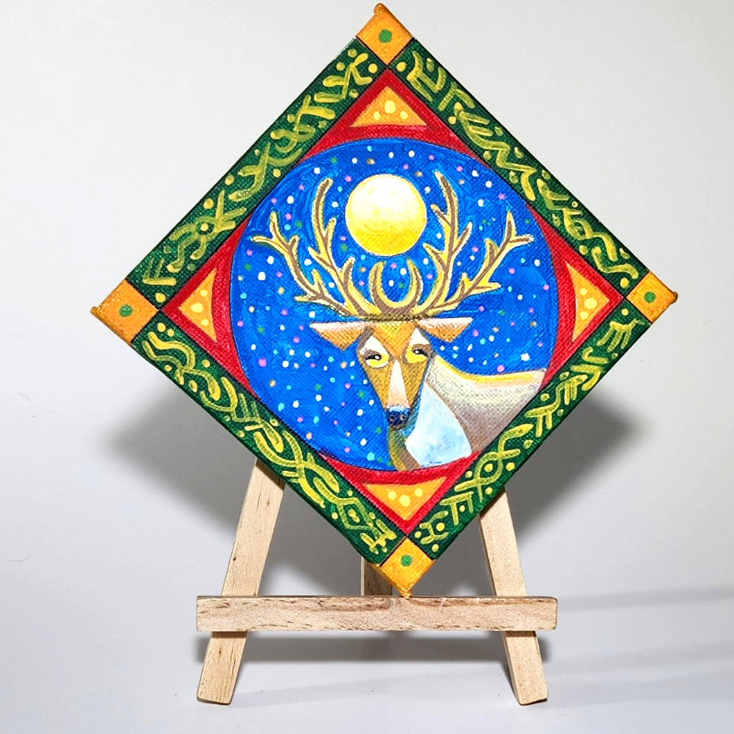 Original 4 x 4 Inch Art - Elk Moon