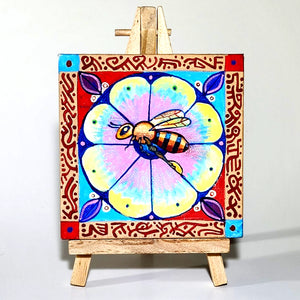 Original 4 x 4 Inch Art - Bee Series: Got Some Pollen