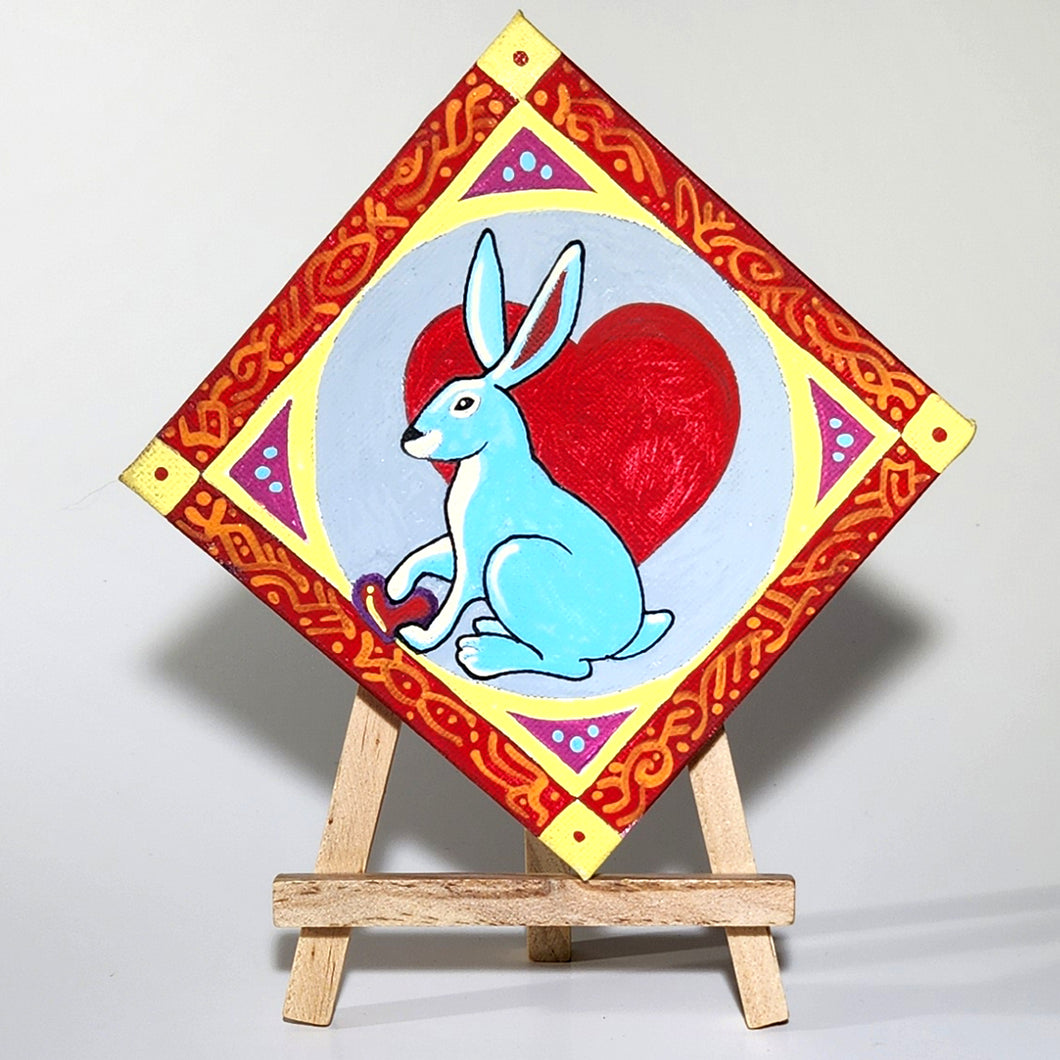 Original 4 x 4 Inch Art - Love Rabbit